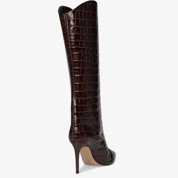 SCHUTZ Croc Tall Pointed-Toe Maryana Stiletto Boots - Picture 2 of 5